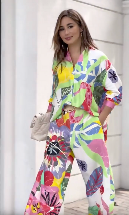 ELARA PARIS™ | Ensemble Fluide Pop-Art – Éclat d’Été & Confort Chic