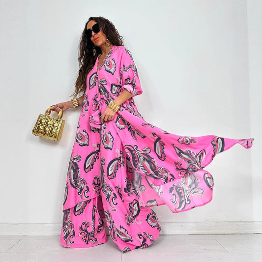 ELARA PARIS™ | Ensemble Deux Pièces Paisley Artisanal – Élégance Bohème & Confort Chic